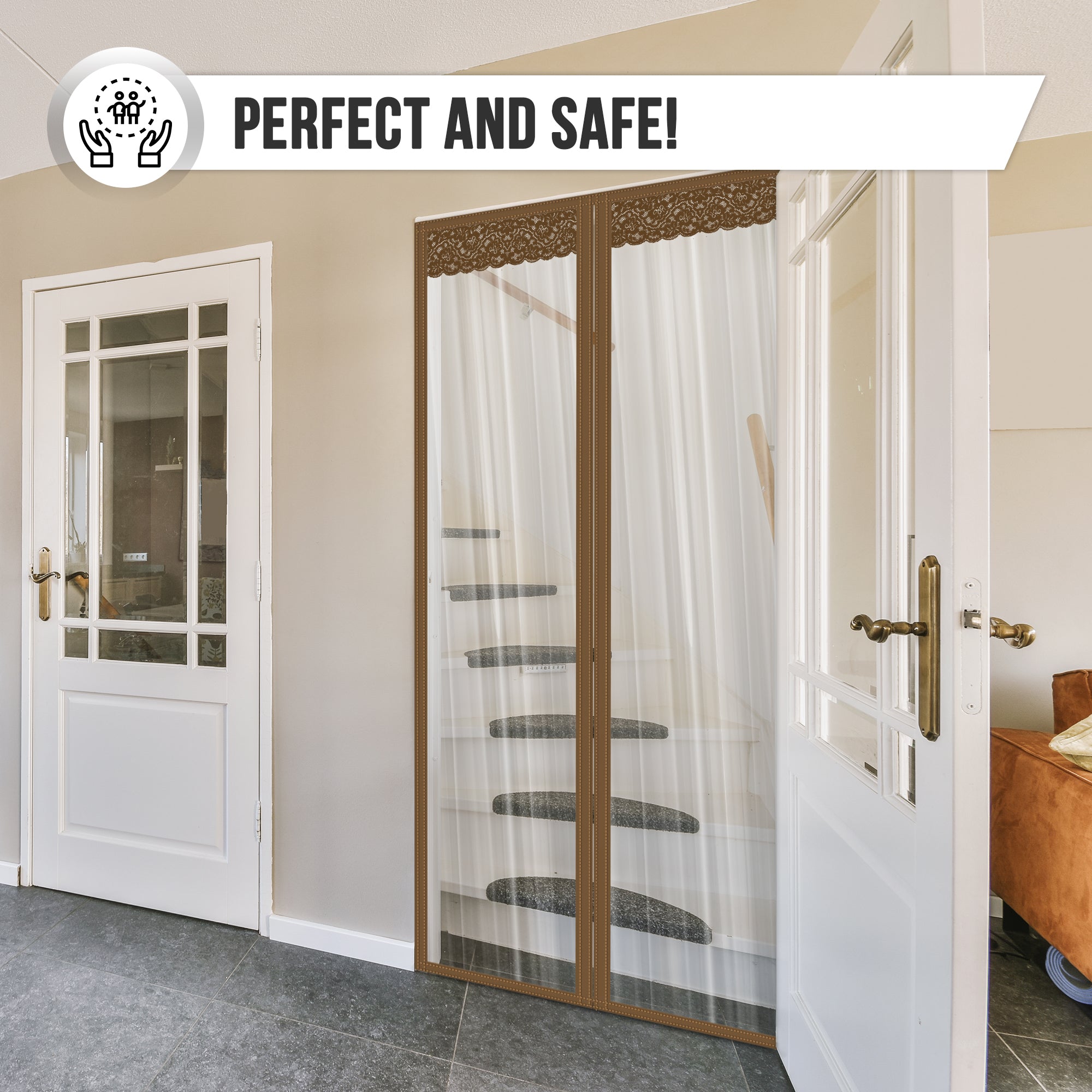 Acepunch Easy DIY Magnetic Indoor/Outdoor PVC Strip Transparent Curtain Screen Door Brown KK1326