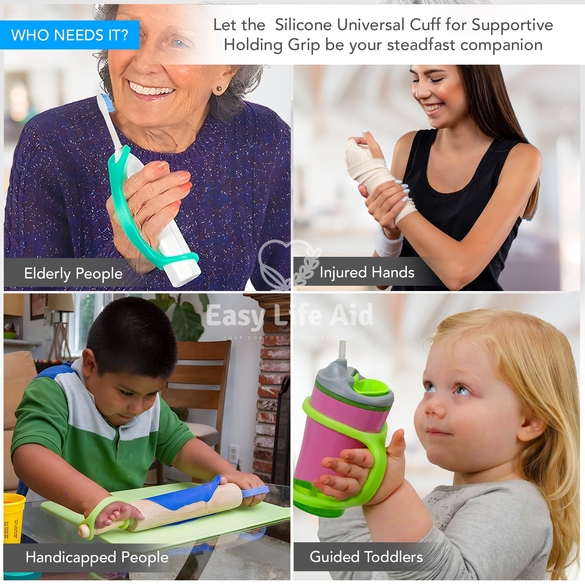 Adaptive Silicone Universal Cuff with Anti-shake Spoon and Fork Eating Aids Set - MO30021