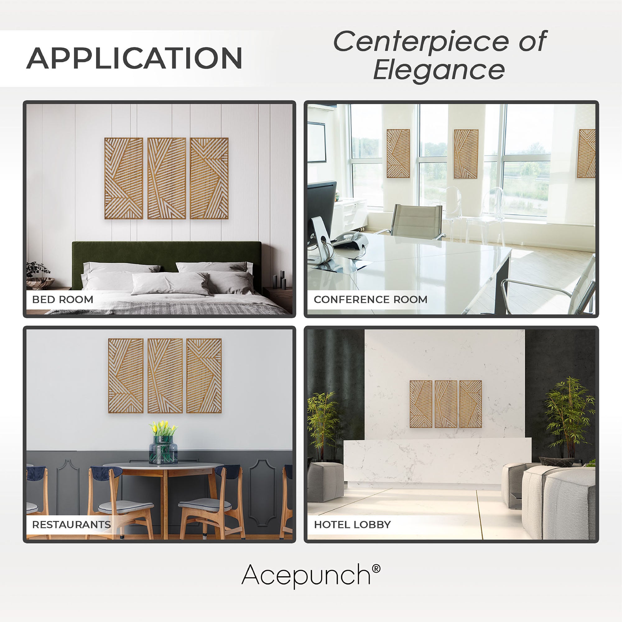 Acepunch Dimensional Khaki Wood Wall Art Decor AP1285