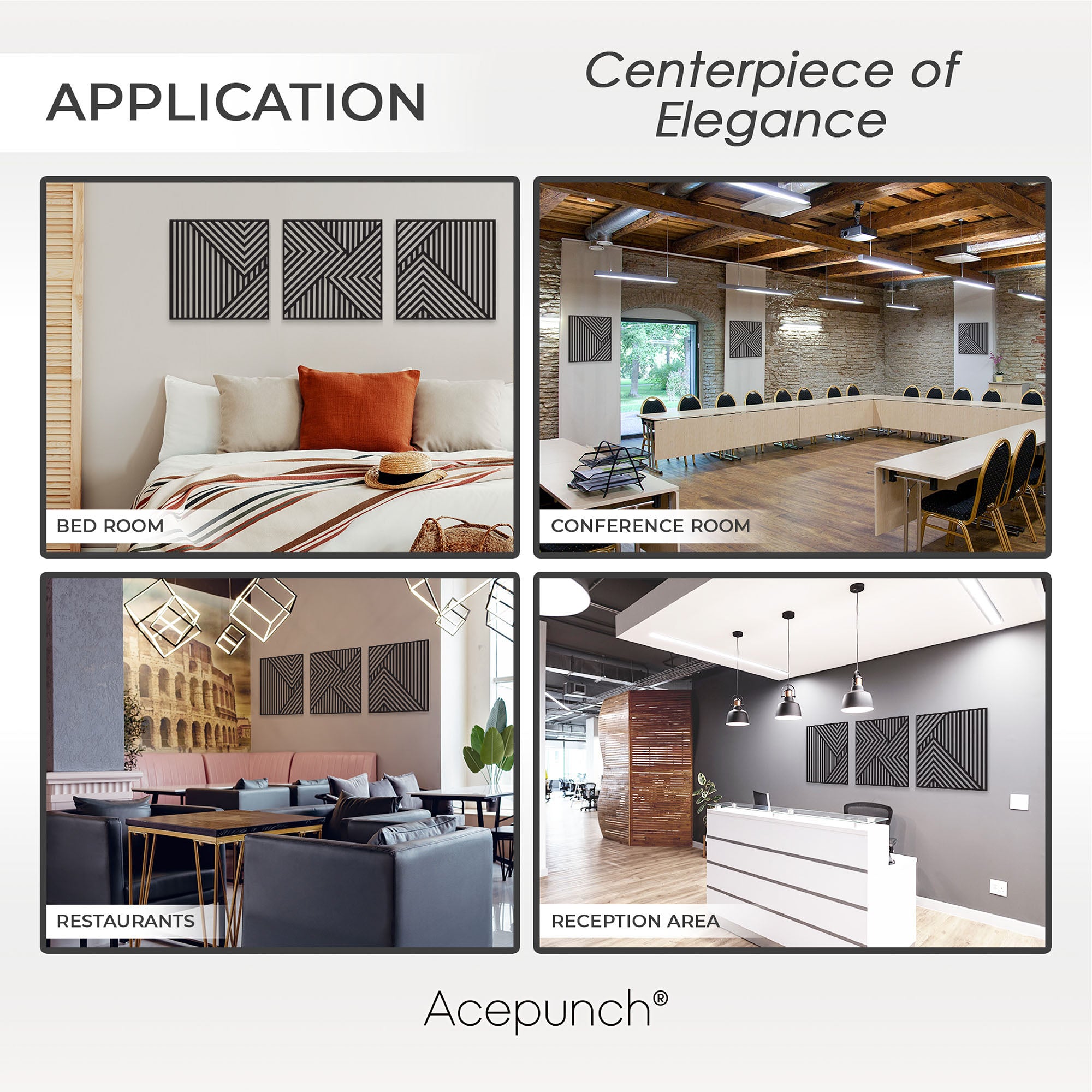 Acepunch Asymmetrical Lines Wood Wall Art Decor AP1288