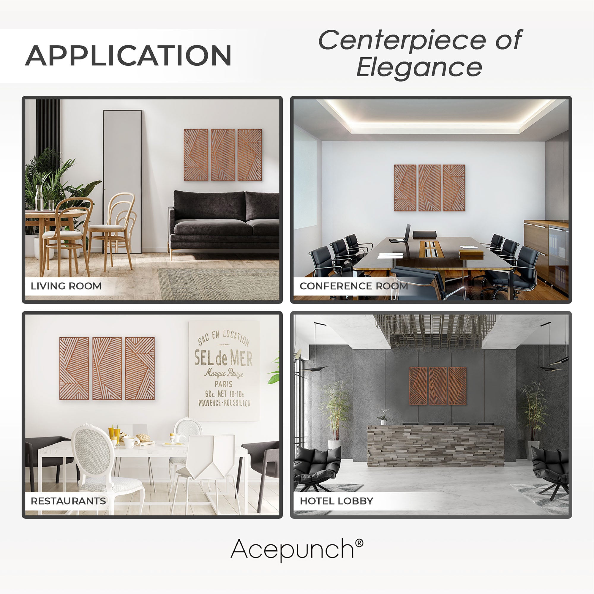 Acepunch Dimensional Walnut Wood Wall Art Decor AP1286
