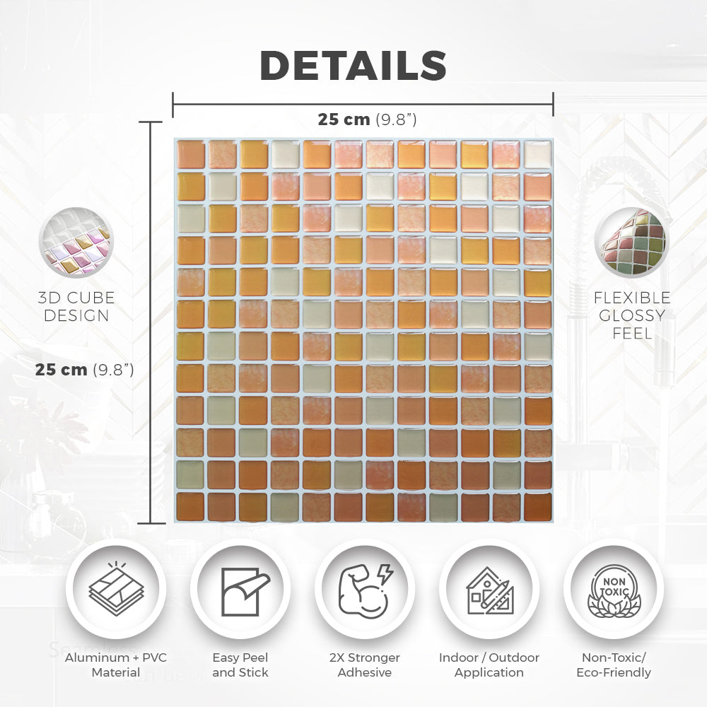 Acepunch Peel N' Stick Citrusy Magic 3D Mosaic Imitation Epoxy Tile Backsplash AP1357