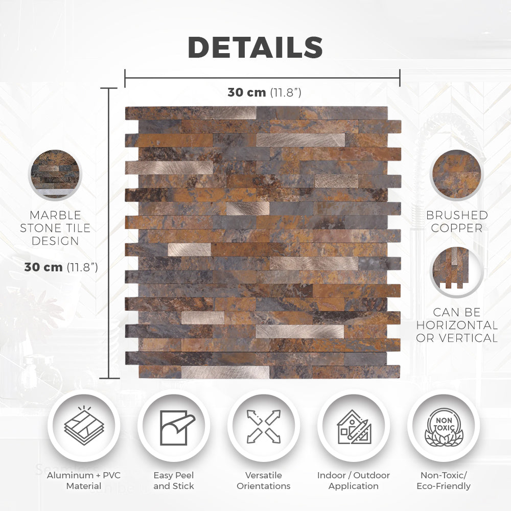 Acepunch Marble Stone Rustic Aluminum Metal Tile Backsplash - AP1352