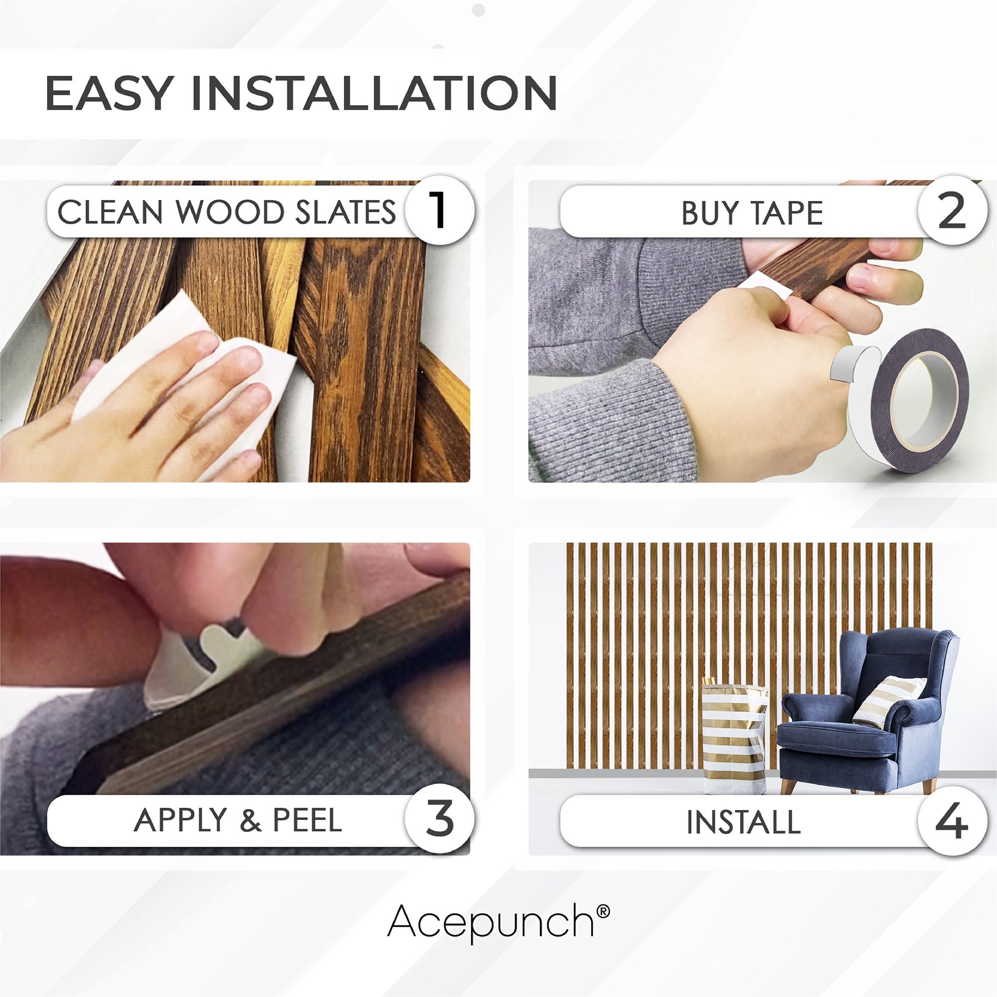 Acepunch Premium Oak Wood Wall Slates Decor AP1305