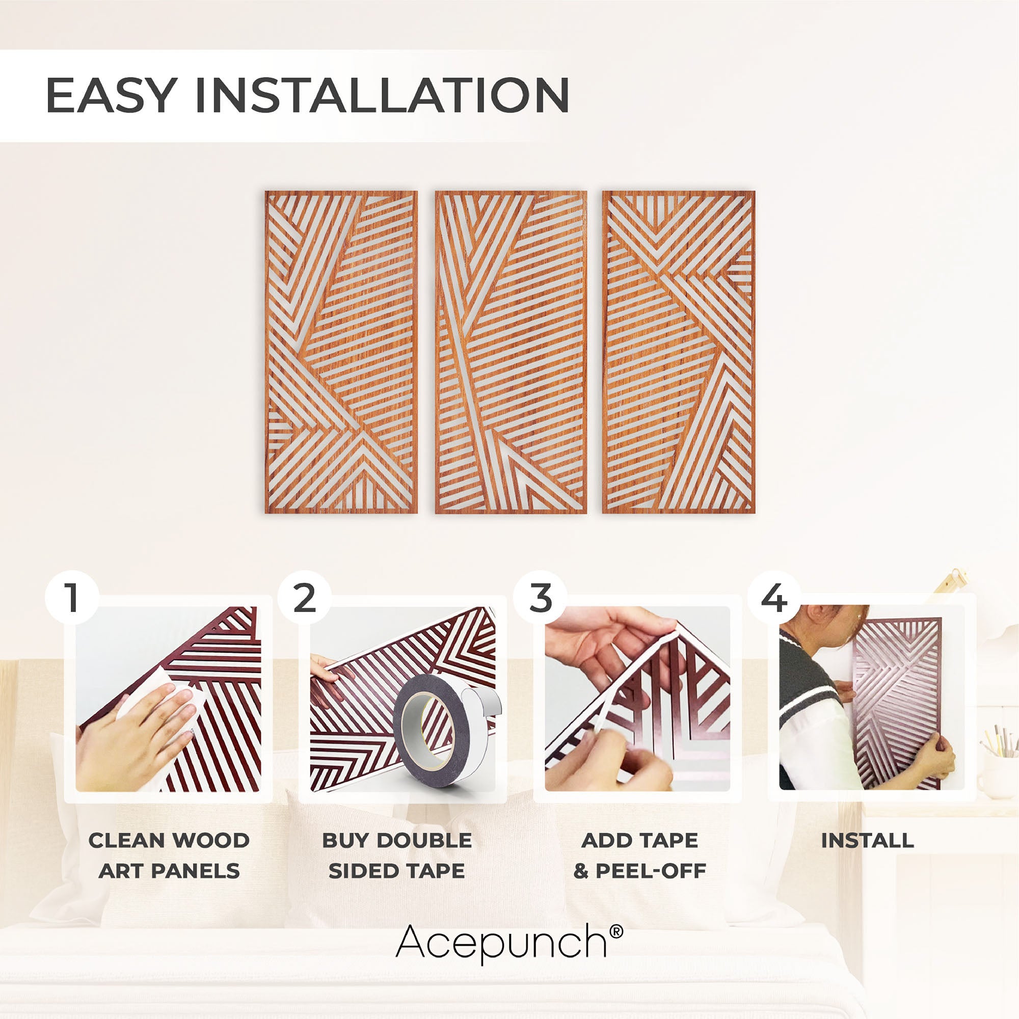 Acepunch Dimensional Walnut Wood Wall Art Decor AP1286