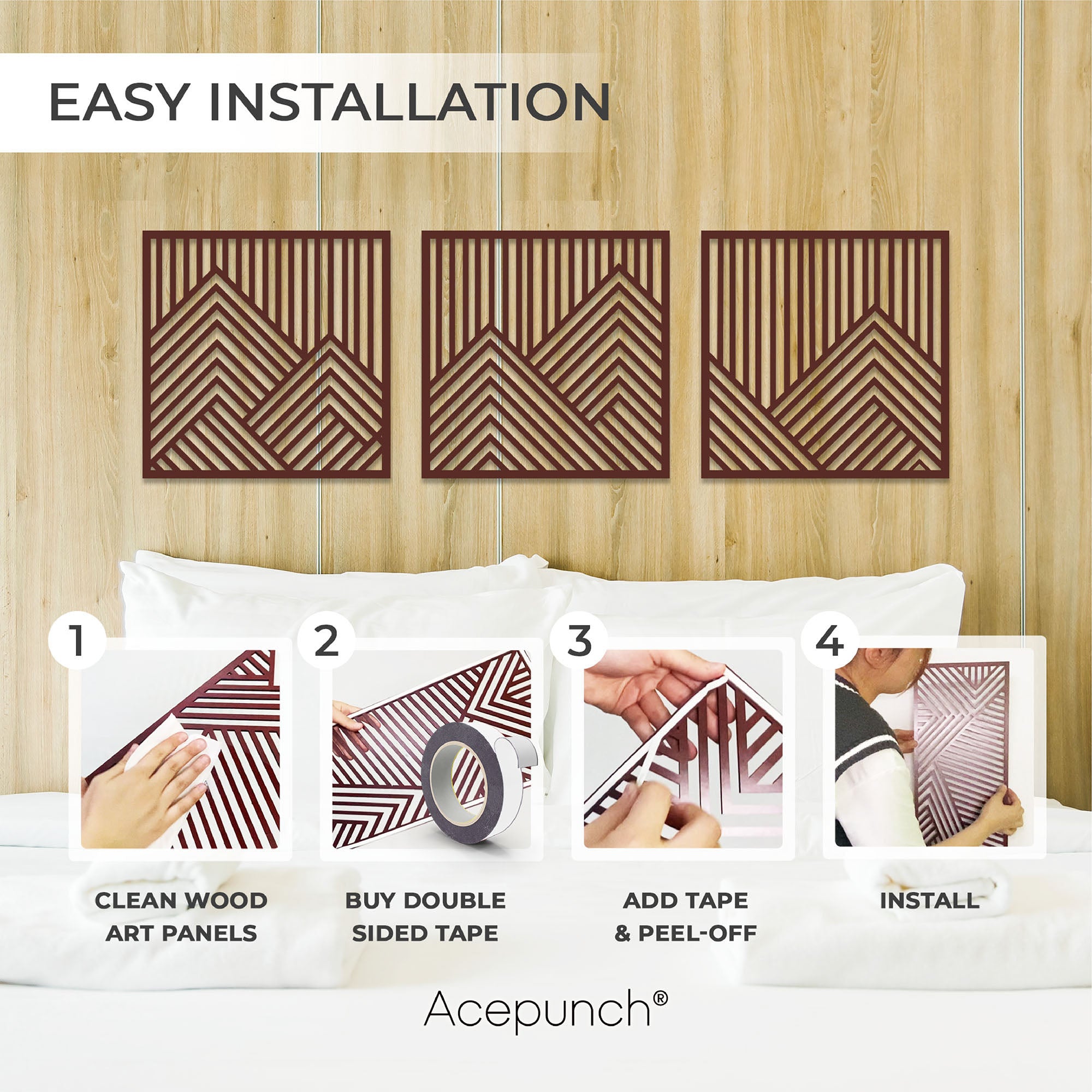 Acepunch Mountain Wood Wall Art Decor AP1287