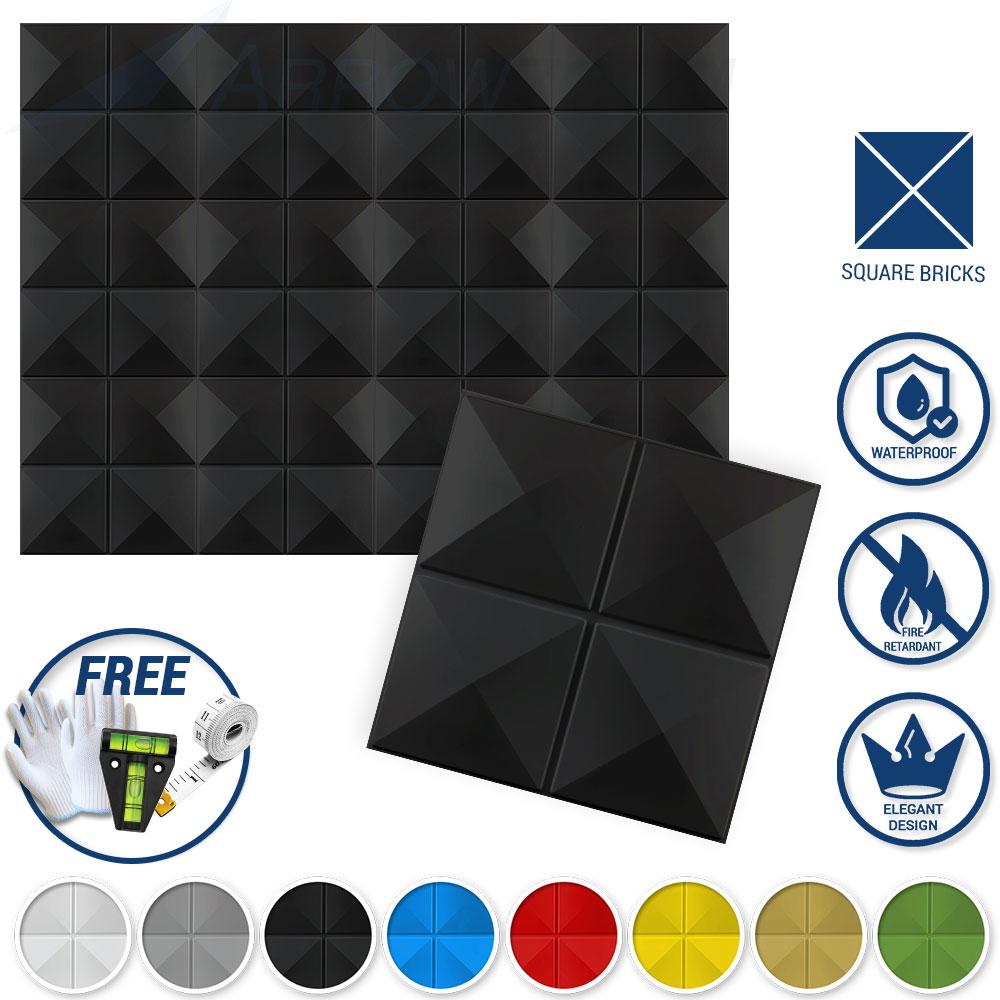 Acepunch Textured PVC 3D Wall Panel Square Bricks Design - AP1208