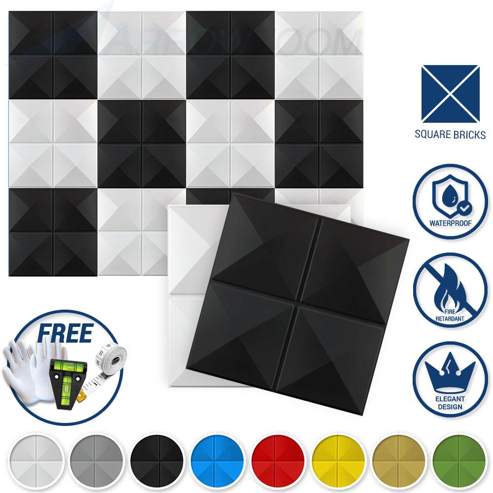 Arrowzoom Textured PVC 3D Wall Panel Square Bricks Design KK1208