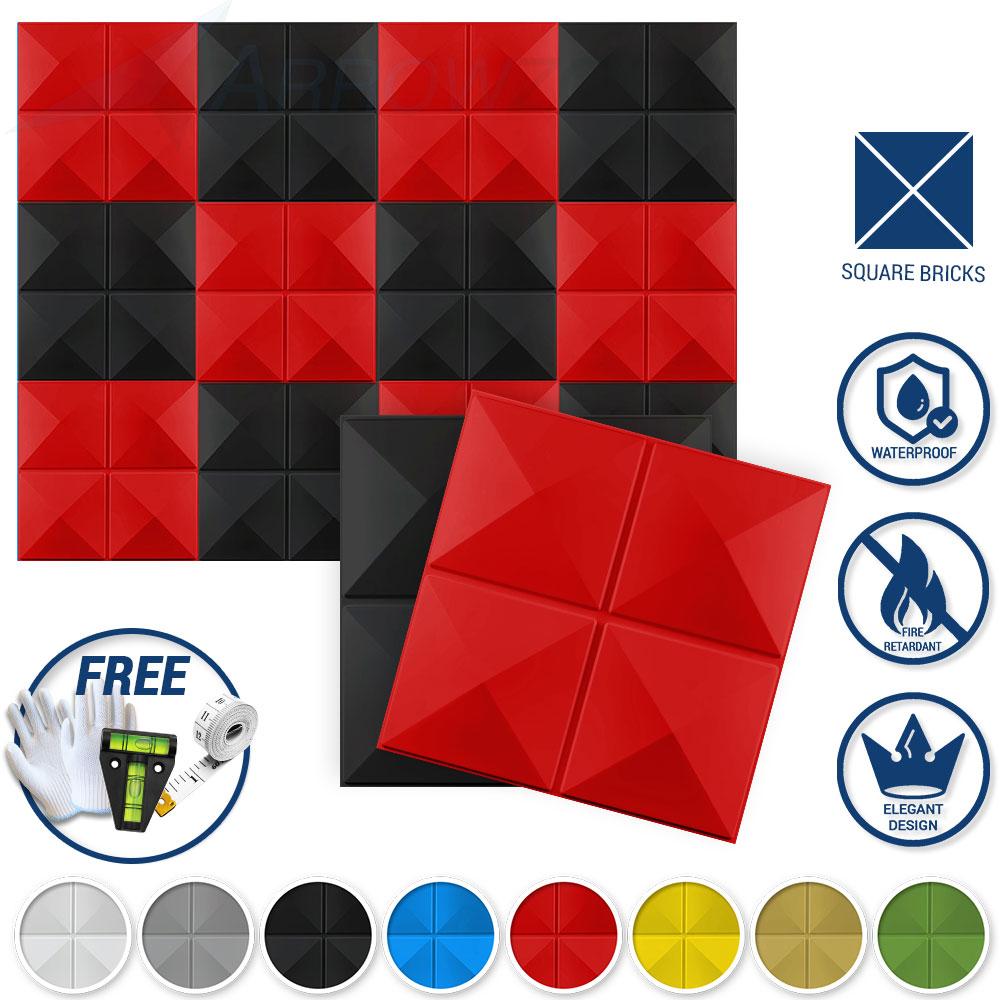 Arrowzoom Textured PVC 3D Wall Panel Square Bricks Design KK1208