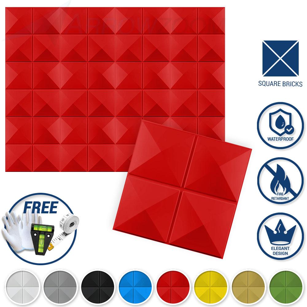 Arrowzoom Textured PVC 3D Wall Panel Square Bricks Design KK1208