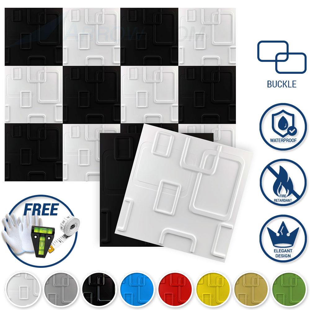Arrowzoom Textured PVC 3D Wall Panel Buckle Design KK1209