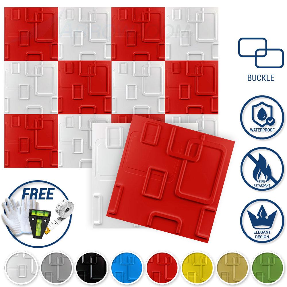 Arrowzoom Textured PVC 3D Wall Panel Buckle Design KK1209