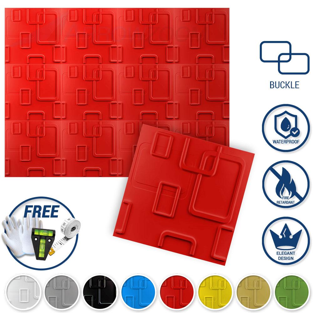 Arrowzoom Textured PVC 3D Wall Panel Buckle Design KK1209