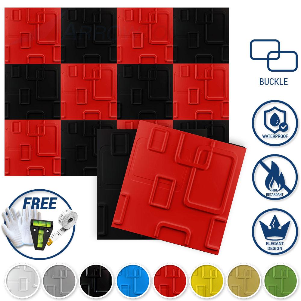 Arrowzoom Textured PVC 3D Wall Panel Buckle Design KK1209