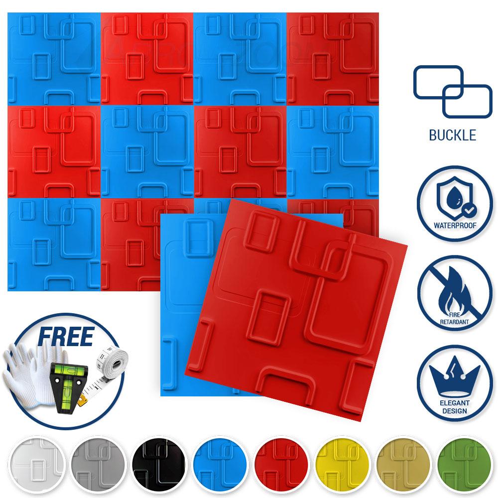 Arrowzoom Textured PVC 3D Wall Panel Buckle Design KK1209