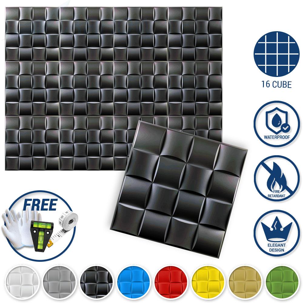 Acepunch Textured PVC 3D Wall Panel 16 Cube Design - AP1210