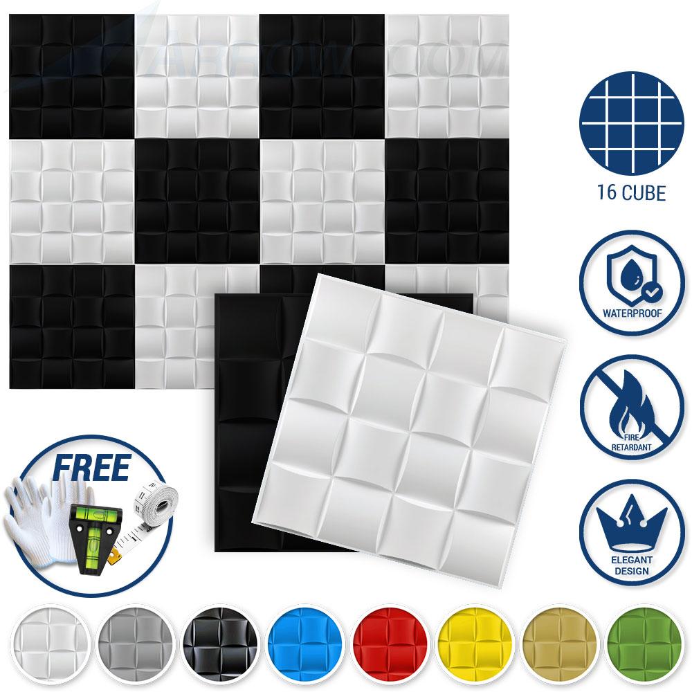 Arrowzoom Textured PVC 3D Wall Panel 16 Cube Design KK1210