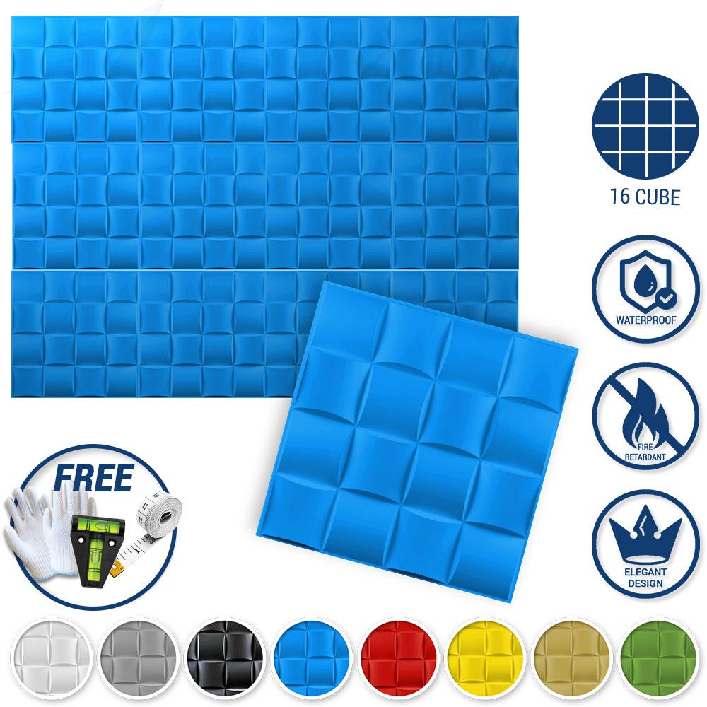 Arrowzoom Textured PVC 3D Wall Panel 16 Cube Design KK1210