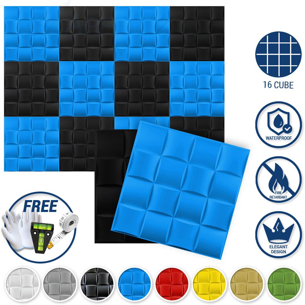 Arrowzoom Textured PVC 3D Wall Panel 16 Cube Design KK1210
