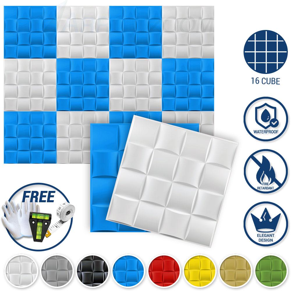 Arrowzoom Textured PVC 3D Wall Panel 16 Cube Design KK1210