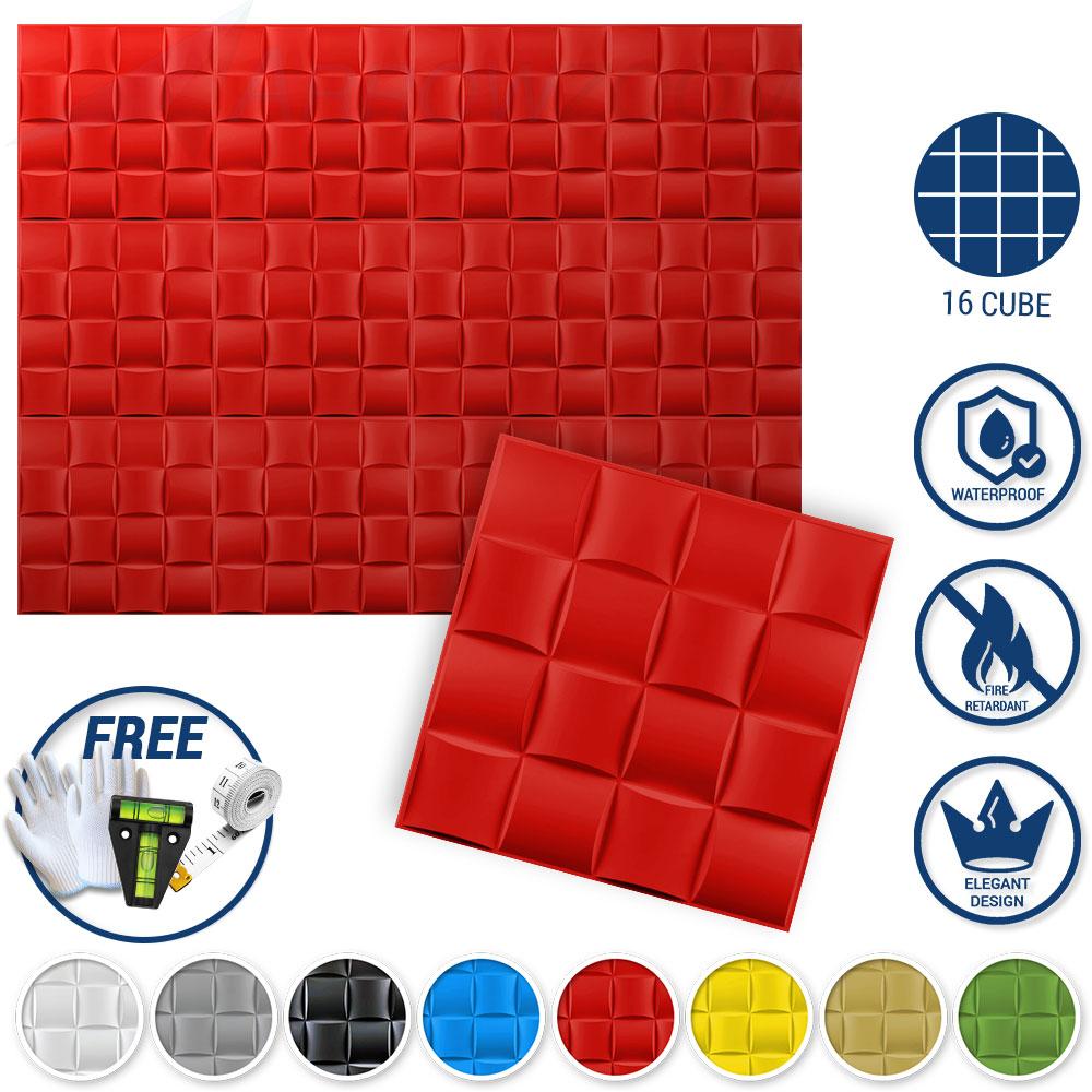 Arrowzoom Textured PVC 3D Wall Panel 16 Cube Design KK1210