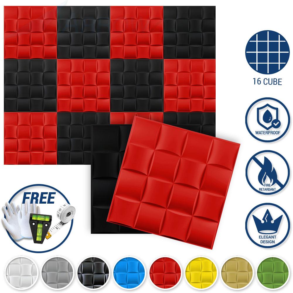 Arrowzoom Textured PVC 3D Wall Panel 16 Cube Design KK1210
