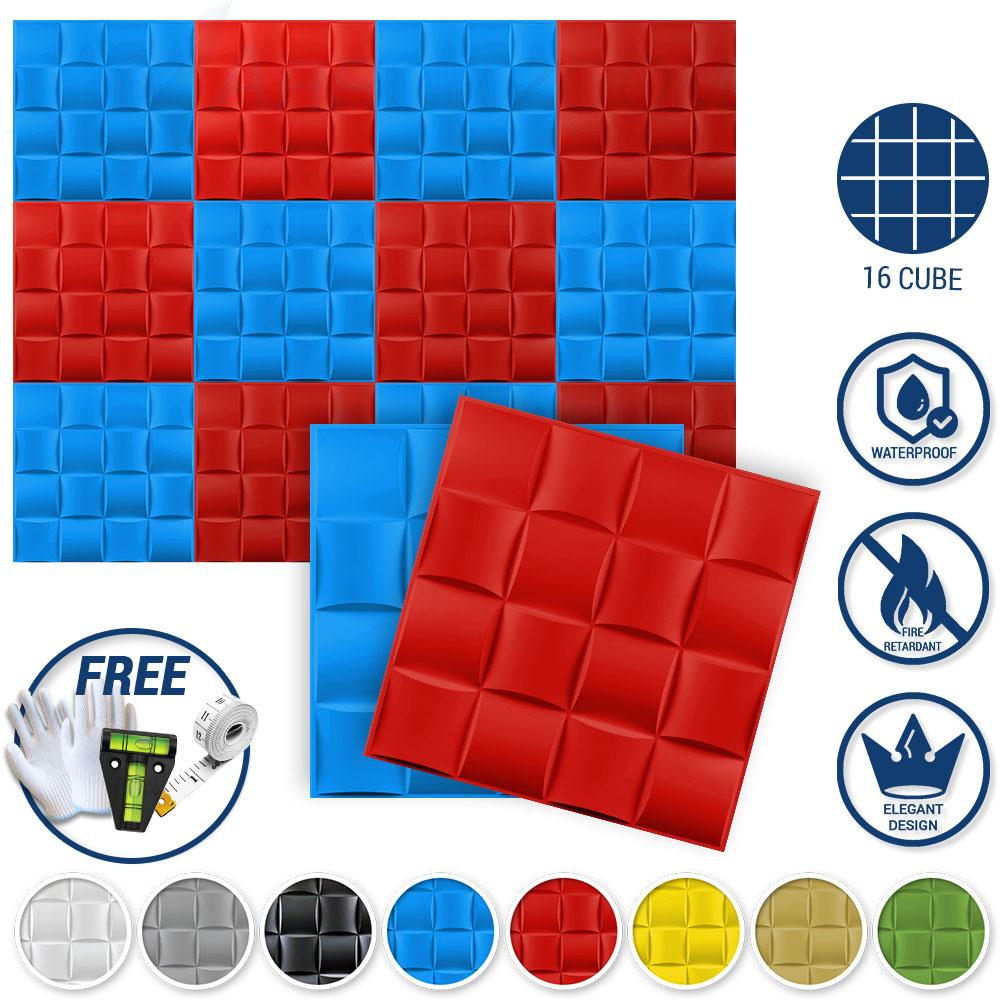 Arrowzoom Textured PVC 3D Wall Panel 16 Cube Design KK1210