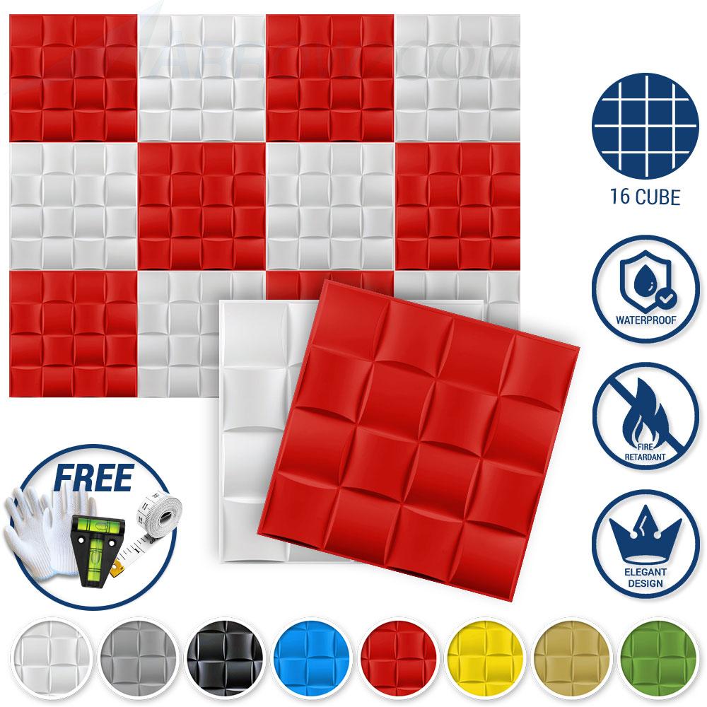 Arrowzoom Textured PVC 3D Wall Panel 16 Cube Design KK1210