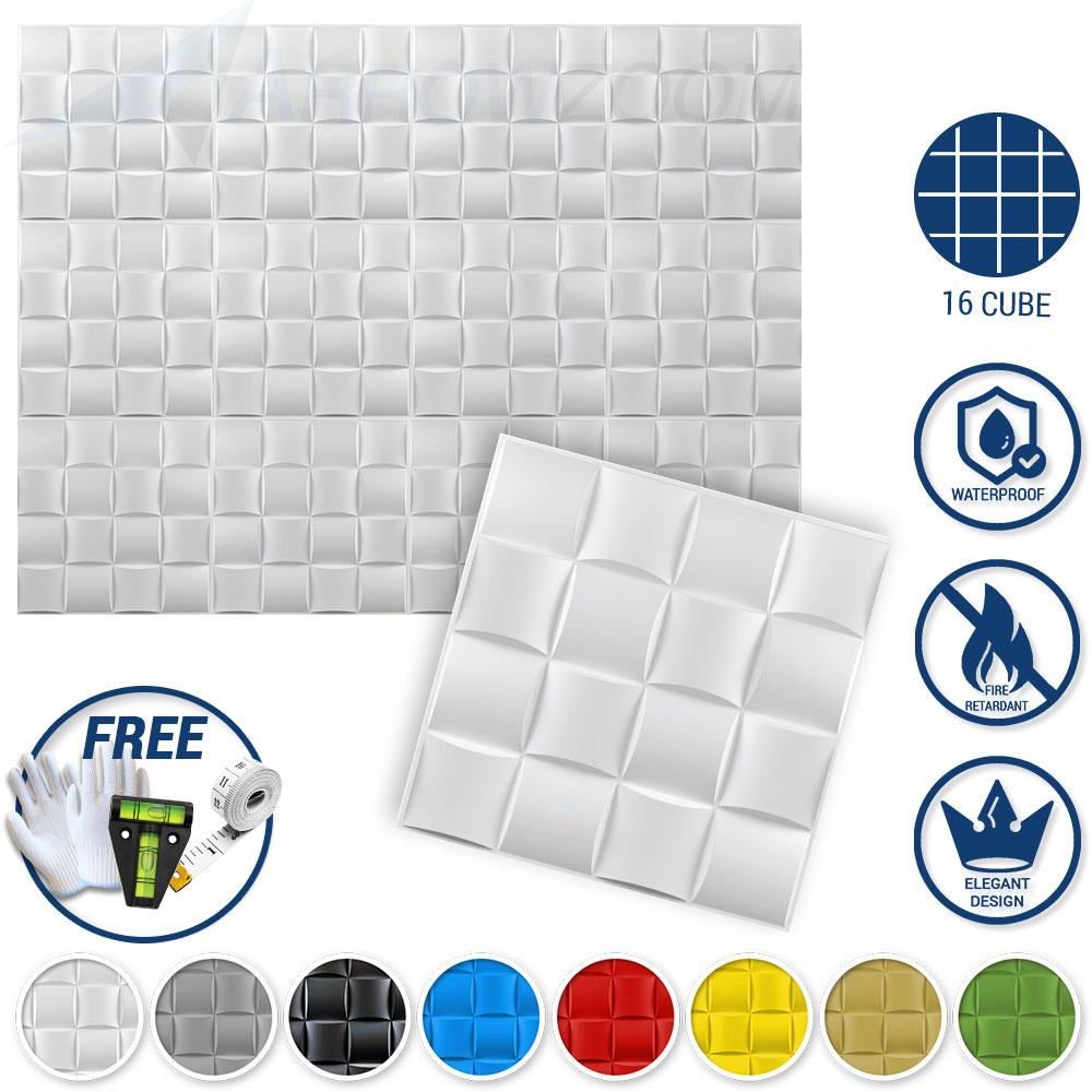 Acepunch Textured PVC 3D Wall Panel 16 Cube Design - AP1210
