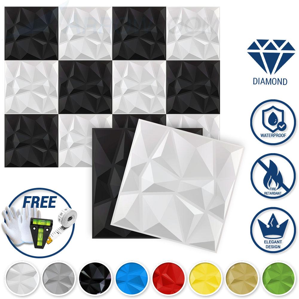 Arrowzoom Textured PVC 3D Wall Panel Diamond Design KK1216