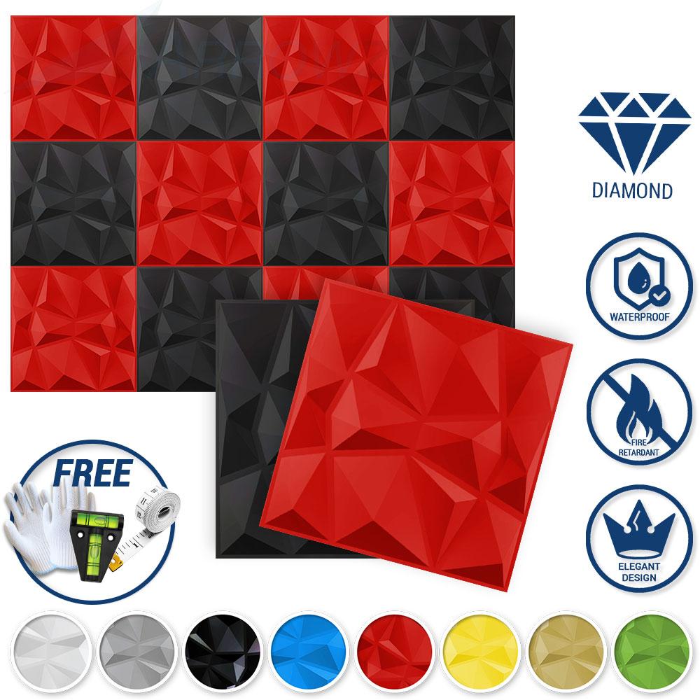 Arrowzoom Textured PVC 3D Wall Panel Diamond Design KK1216