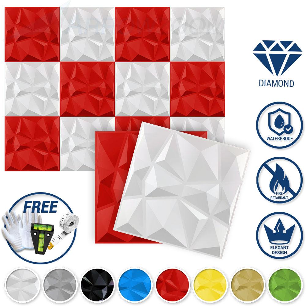 Arrowzoom Textured PVC 3D Wall Panel Diamond Design KK1216