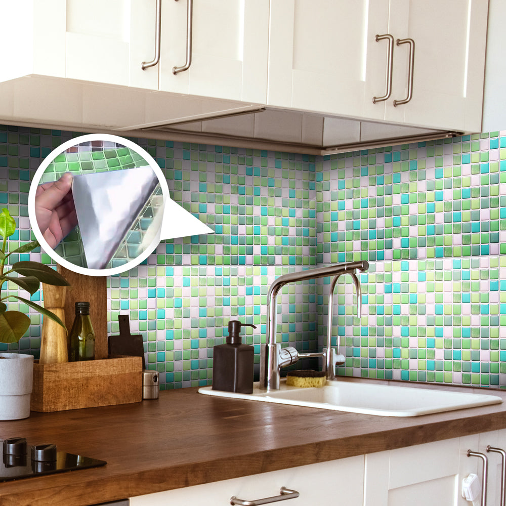 Acepunch Peel N' Stick Sea Breeze 3D Mosaic Imitation Epoxy Tile Backsplash AP1354