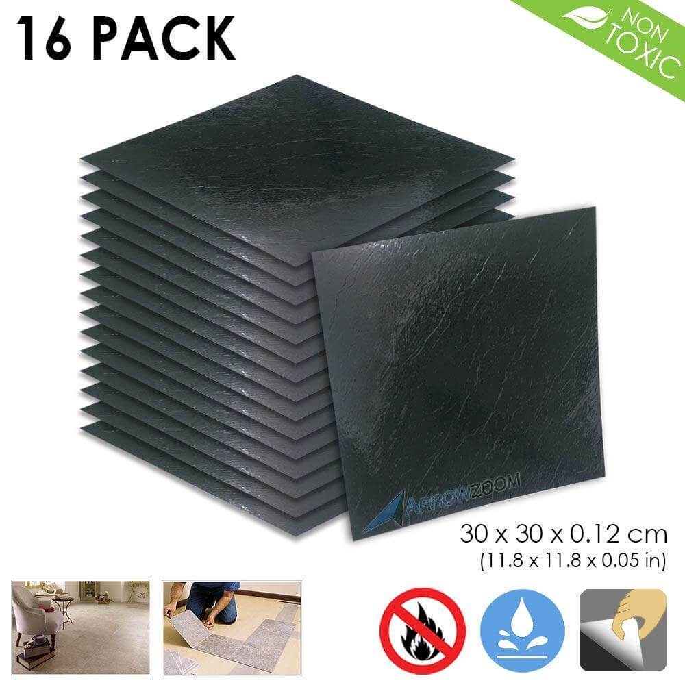Arrowzoom PVC Vinyl Floor Tile Series Black Marble Pattern 30 x 30 cm KK1175