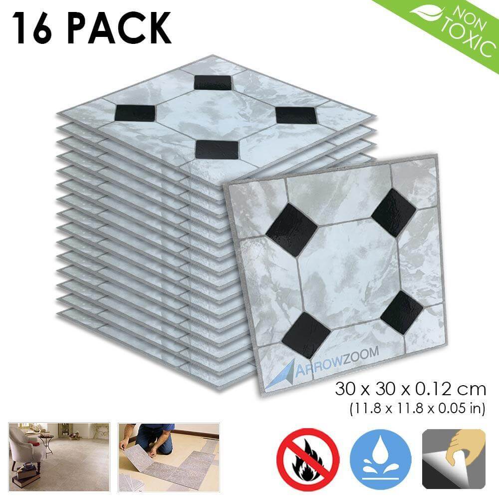 Arrowzoom PVC Vinyl Floor Tile Series Fancy Porcelain Pattern 30 x 30 cm KK1175