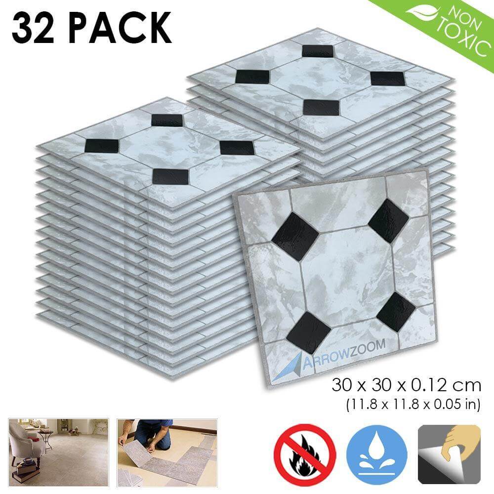 Arrowzoom PVC Vinyl Floor Tile Series Fancy Porcelain Pattern 30 x 30 cm KK1175