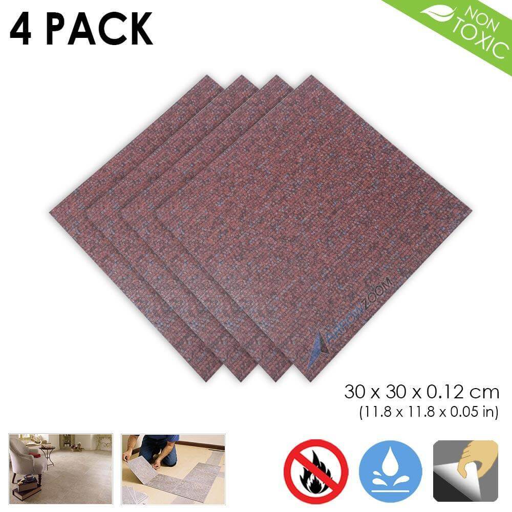 Arrowzoom PVC Vinyl Floor Tile Series Maroon Carpet Pattern 30 x 30 cm KK1175