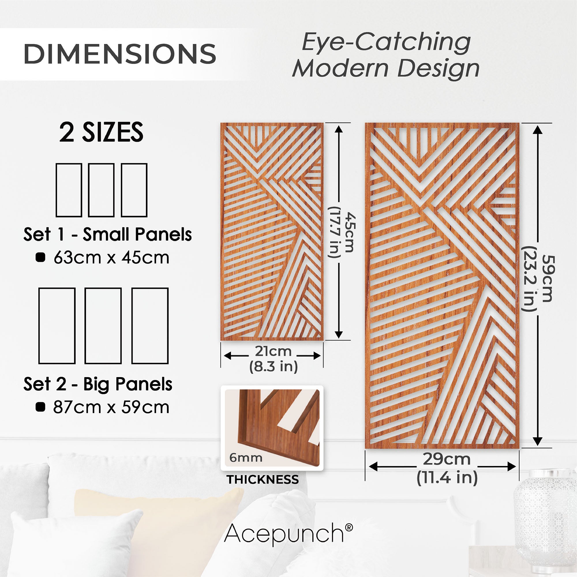Acepunch Dimensional Walnut Wood Wall Art Decor AP1286