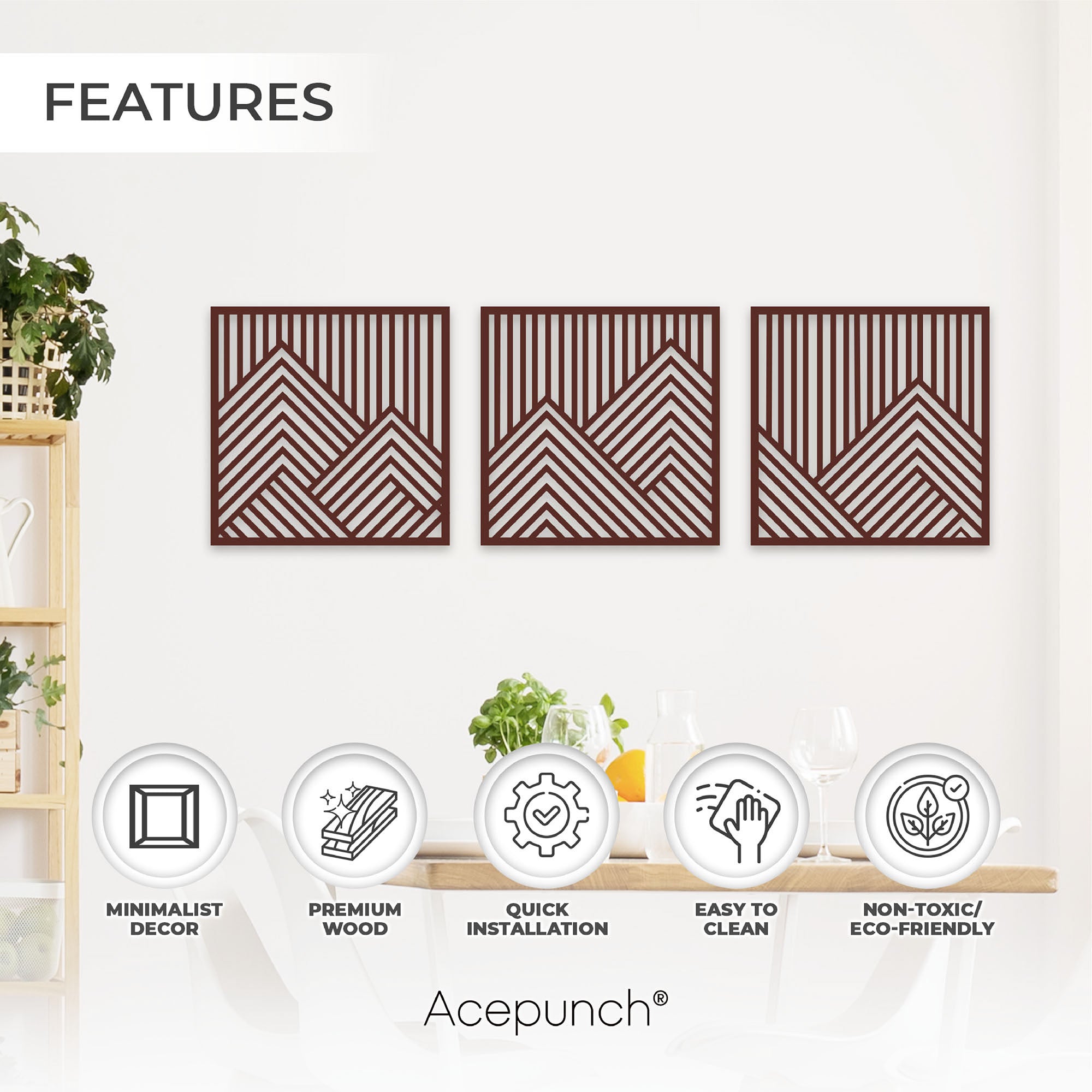 Acepunch Mountain Wood Wall Art Decor AP1287