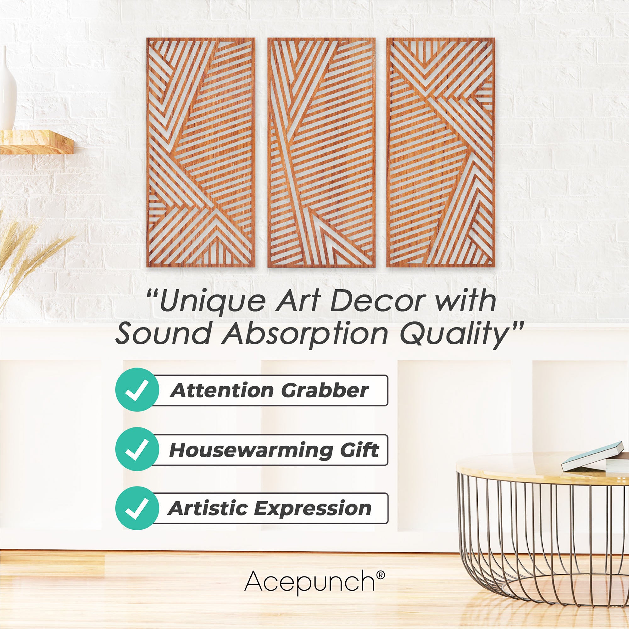 Acepunch Dimensional Walnut Wood Wall Art Decor AP1286