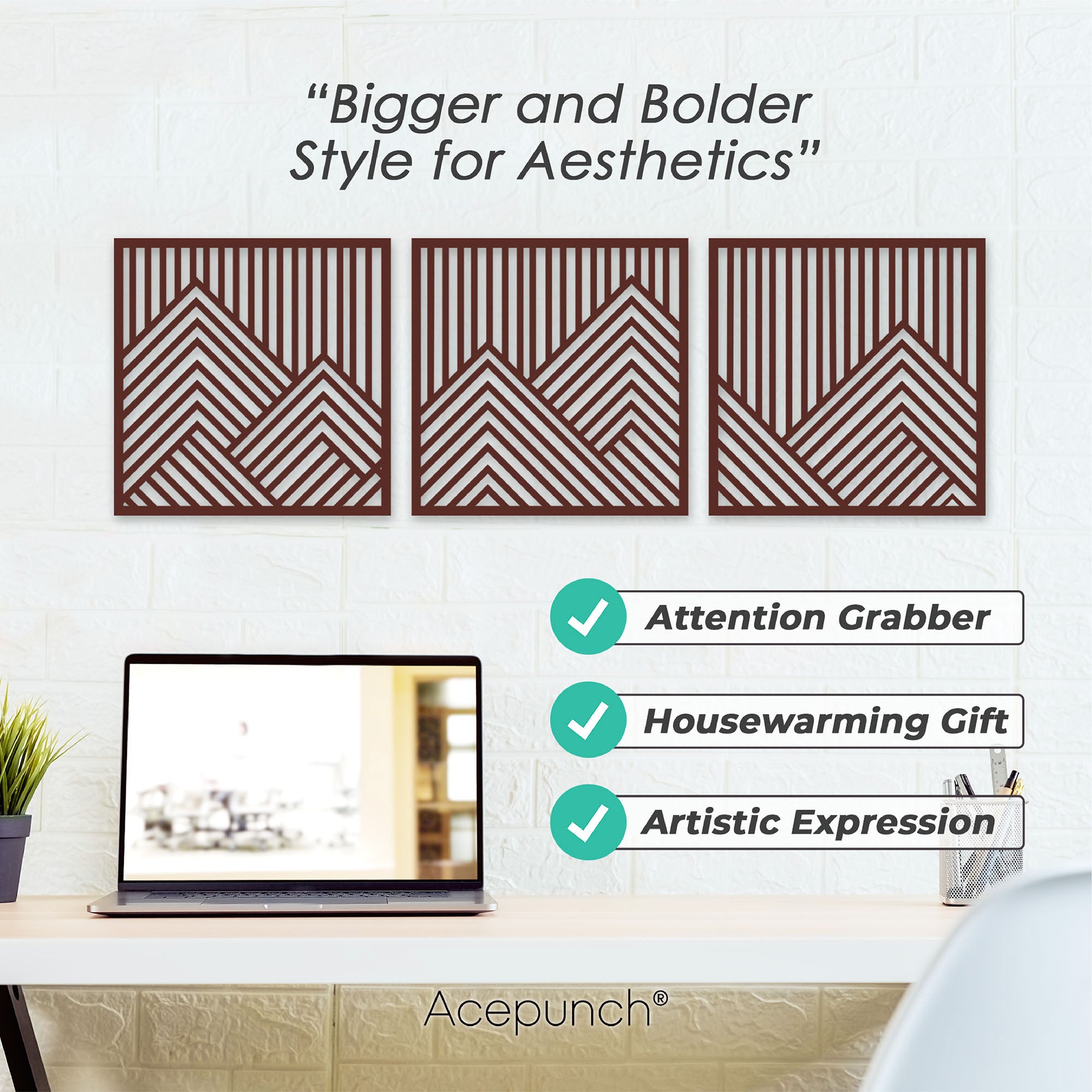 Acepunch Mountain Wood Wall Art Decor AP1287
