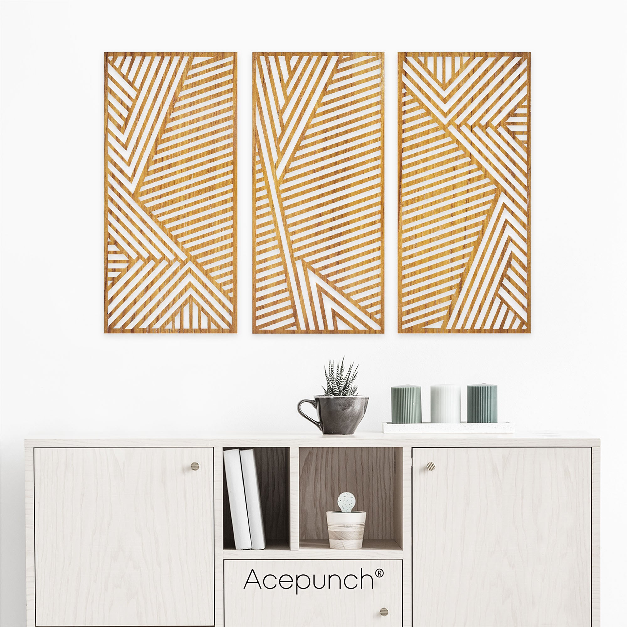 Acepunch Dimensional Khaki Wood Wall Art Decor AP1285