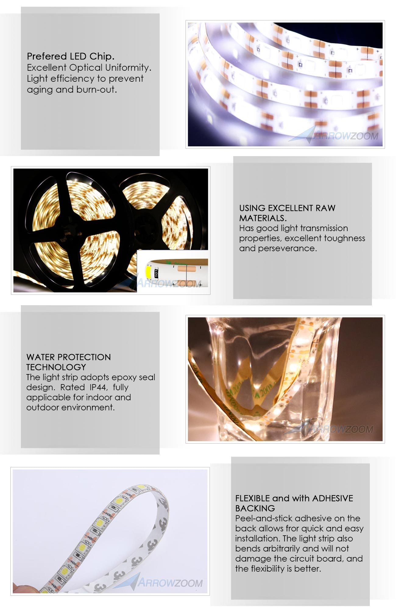 Acepunch 5 Meters LED Light Strip Adhesive Backed Flexible Lamp Tape Sensor Switch USB Powered KK1185