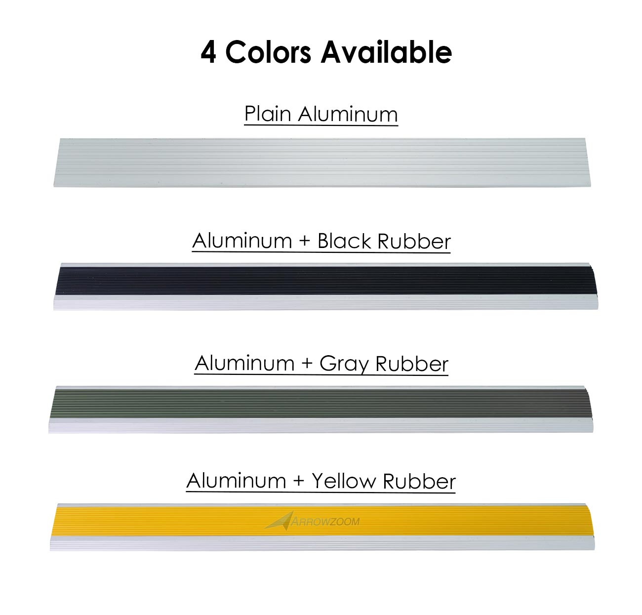 Acepunch 10 Pcs Anti-Slip Aluminum Stair Nosing Rubberized Staircase Strip Insert Anodized Stair Treads Edging Trim Profile Edge Nosing KK1180