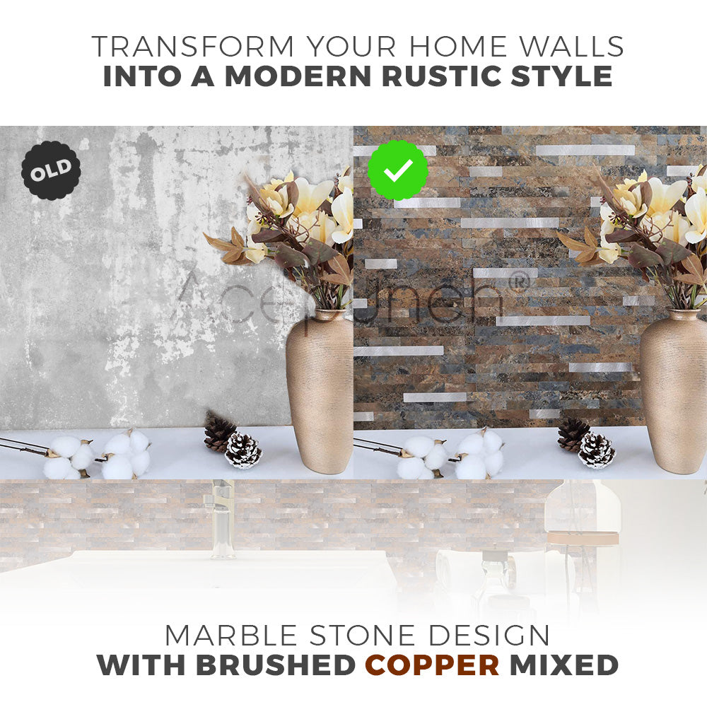 Acepunch Marble Stone Rustic Aluminum Metal Tile Backsplash - AP1352