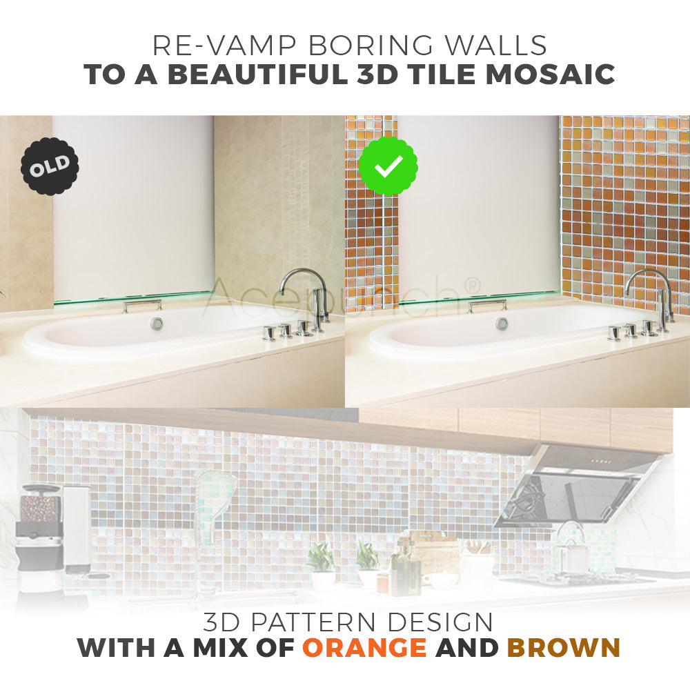 Acepunch Peel N' Stick Citrusy Magic 3D Mosaic Imitation Epoxy Tile Backsplash AP1357