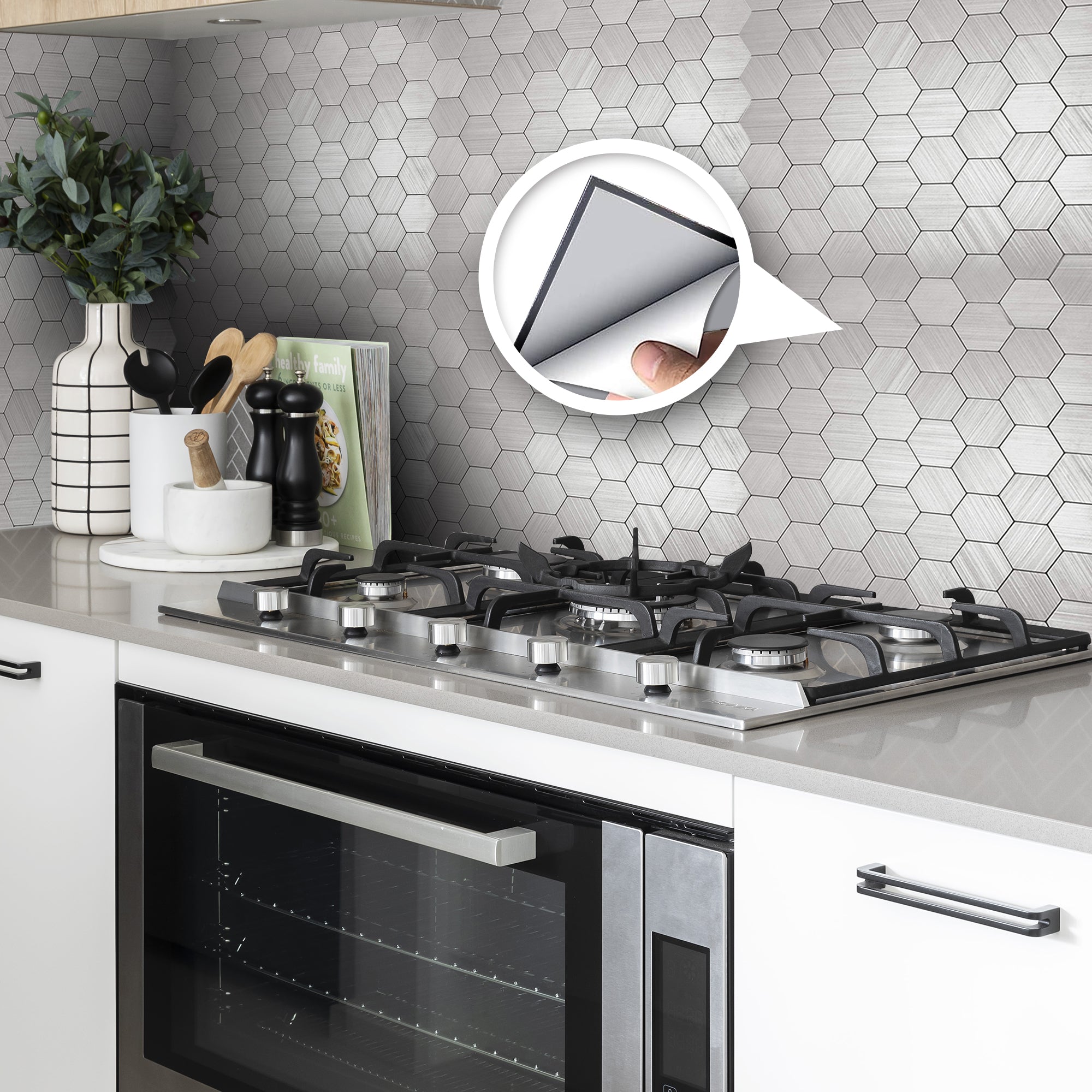 Acepunch Iron Hive Adhesive Peel and Stick Aluminum Metal Tile Backsplash - AP1342