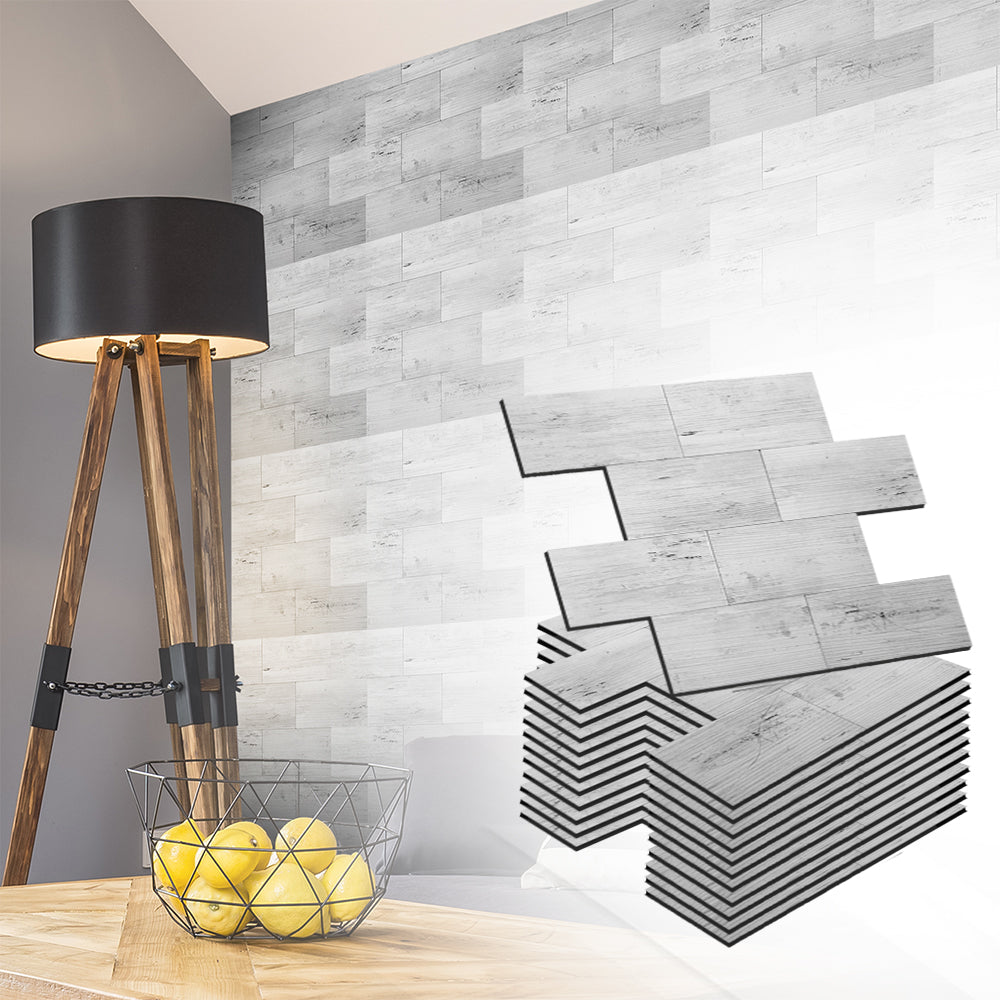 Acepunch Gray Timber Adhesive Peel and Stick PVC Tile Backsplash - AP1343