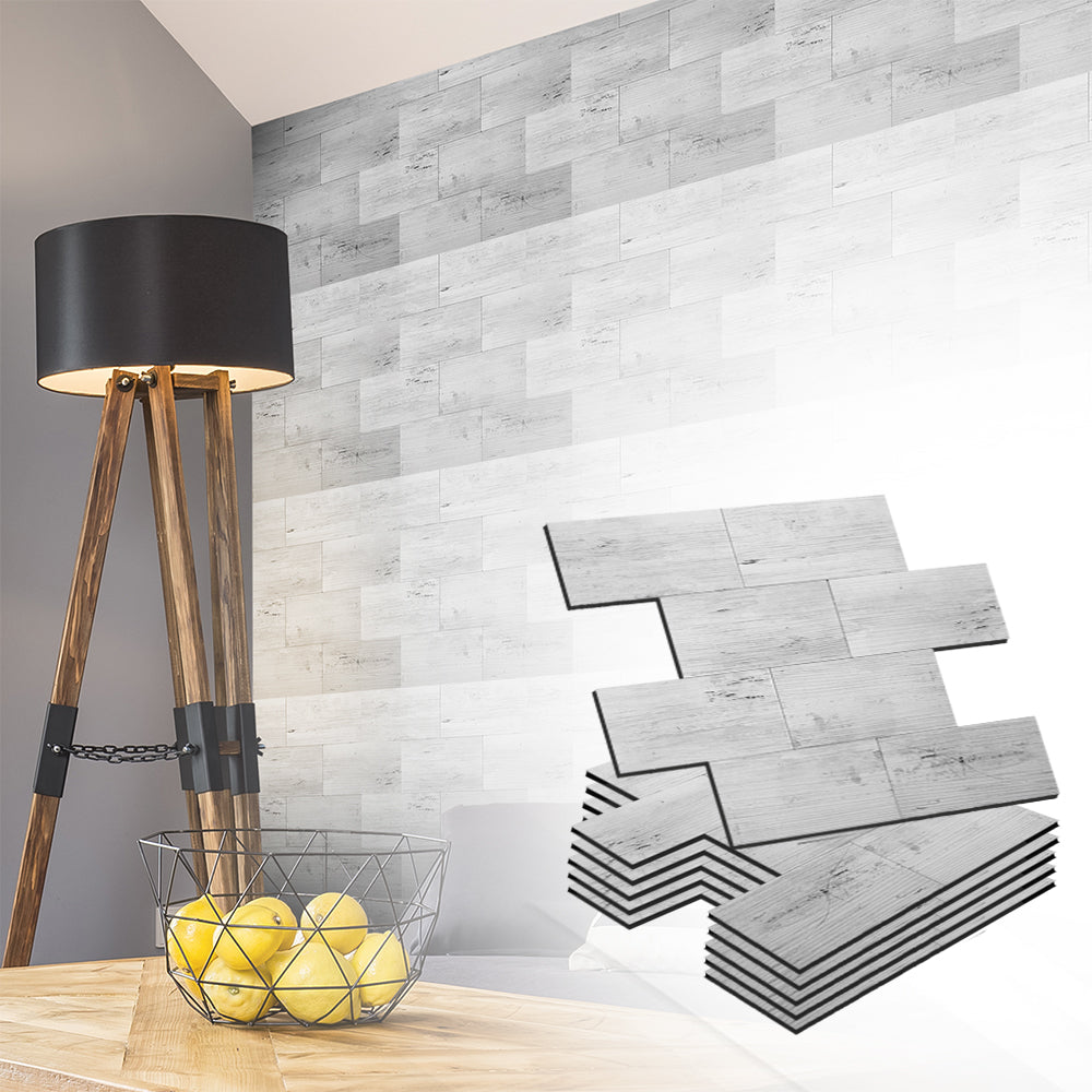 Acepunch Gray Timber Adhesive Peel and Stick PVC Tile Backsplash - AP1343