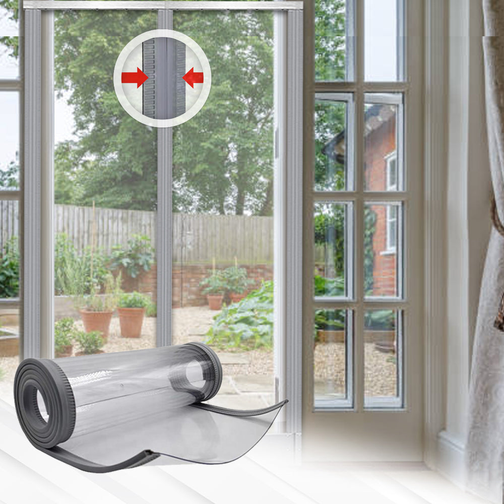Acepunch Transparent Insulated Outdoor Curtain Strip - Magnetic Thermal Door Cover AP1281